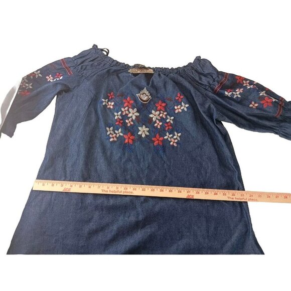 J Gee Women's Blue Dress cold shoulder 1X Large embroidered - Picture 10 of 11